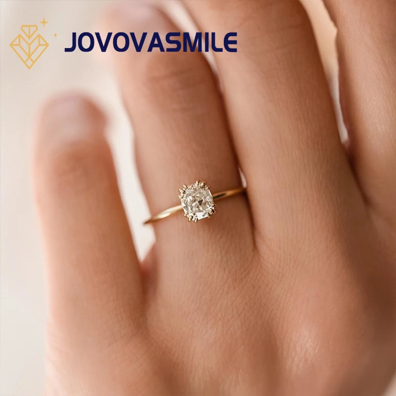 

JOVOVASMILE Princess Cut Moissanite Rings 18k Yellow Gold 0.5carat 12-Prong Invisible Halo Elegant Wedding Band