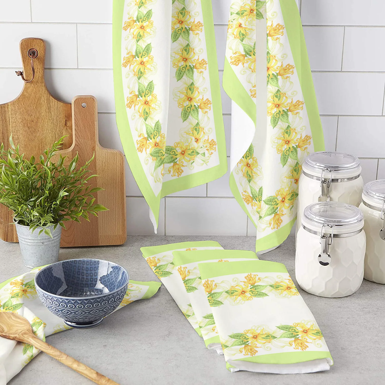

Gradient Green Ylang Ylang Wrap Hand Towels Dishcloth Utensils for Kitchen Microfiber Cleaning Cloths Household Wipe Towel