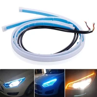 2 pcs drl led strip turn signal light yellow bright flexible turn signal light daytime running light for car headlight 12v