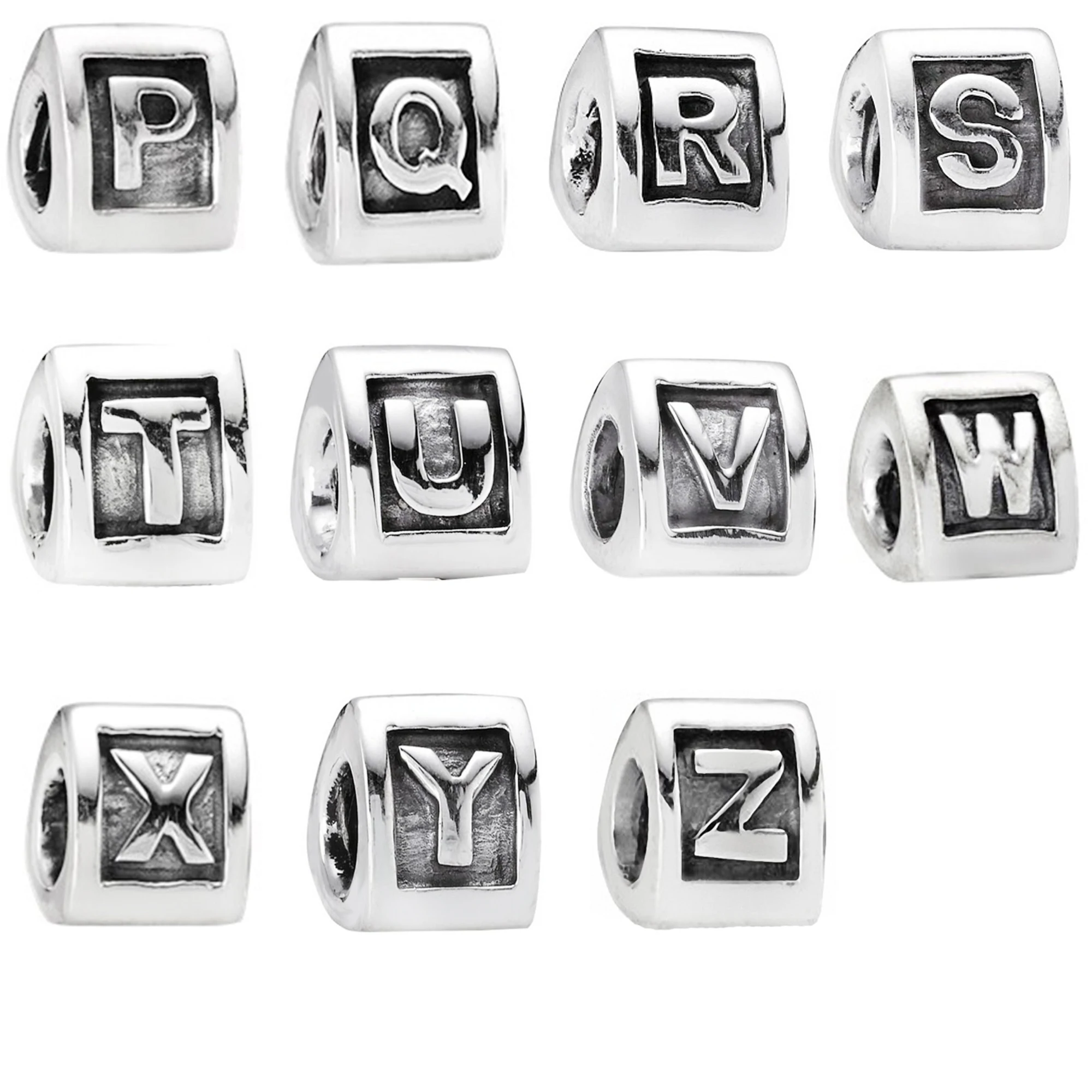 

Brand New S925 Sterling Silver Square Series of 26 Capital English Letters, A Variety of Matching DIY Necklace Accessories