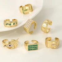 gold color geometric rings for women micro pave crystal zircon adjustable gothic hiphop finger rings punk ring fashion jewelry