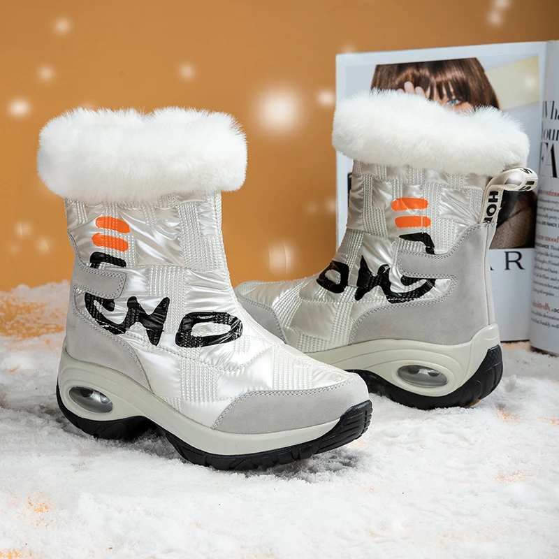 

2022 Winter Warm Women Men's Snow Boots Height Increasing Comfortable Adult Woman Female Plush Waterproof Light Shoes