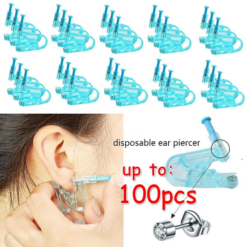 

100-50-10Pcs Disposable Painless Ear Piercing Healthy Sterile Puncture Tool Without Inflammation for Earrings Ear Piercing Gun
