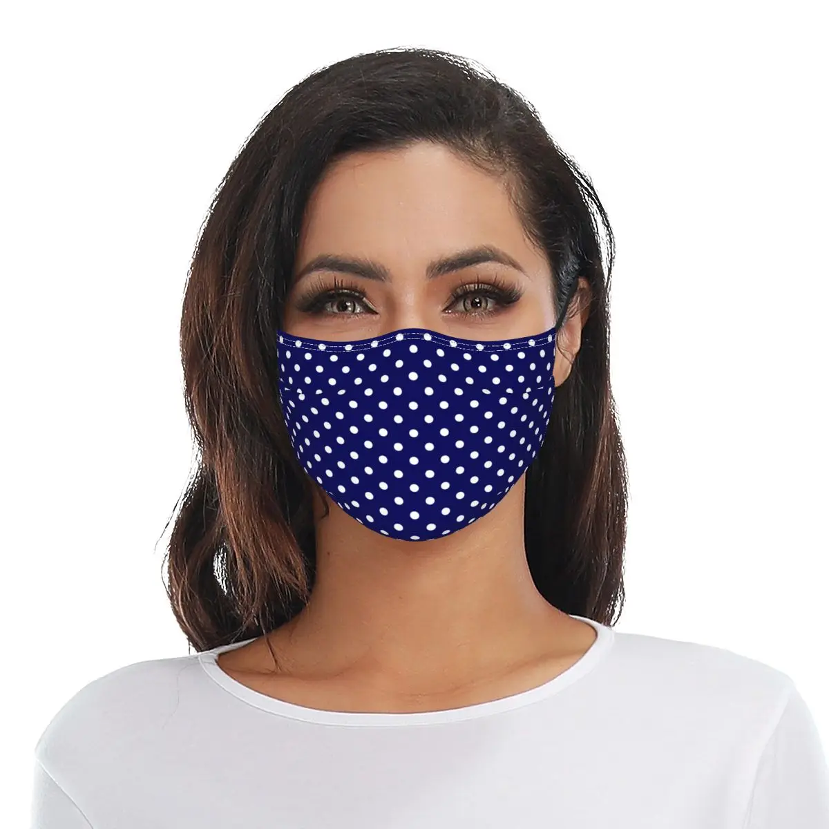 

Blue Polka Dots Mouth Face Mask Vintage Polka Dot Cloth Fantasy Dust Protection Fast Shipping Adults Facial Mask With Filter
