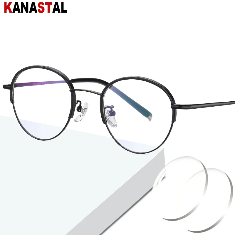 

Women Blue Light Blocking Reading Glasses Pure Titanium Round Eyeglasses Frame Myopia Presbyopia Prescription Len Optics Eyewear