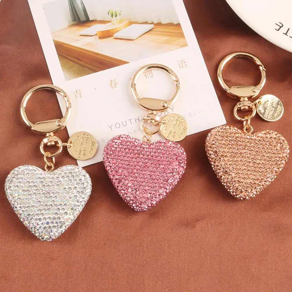 

Durable Key Chain Portable Key Holder Shiny Heart Shaped Car Keychain Handbag Pendant Keyring Decoration