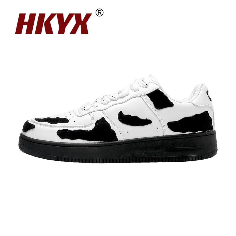 Men's Woman Black and White Splicing Board Shoes Casual Sports Shoes Men's Lace-up Sports Skateboard Shoes