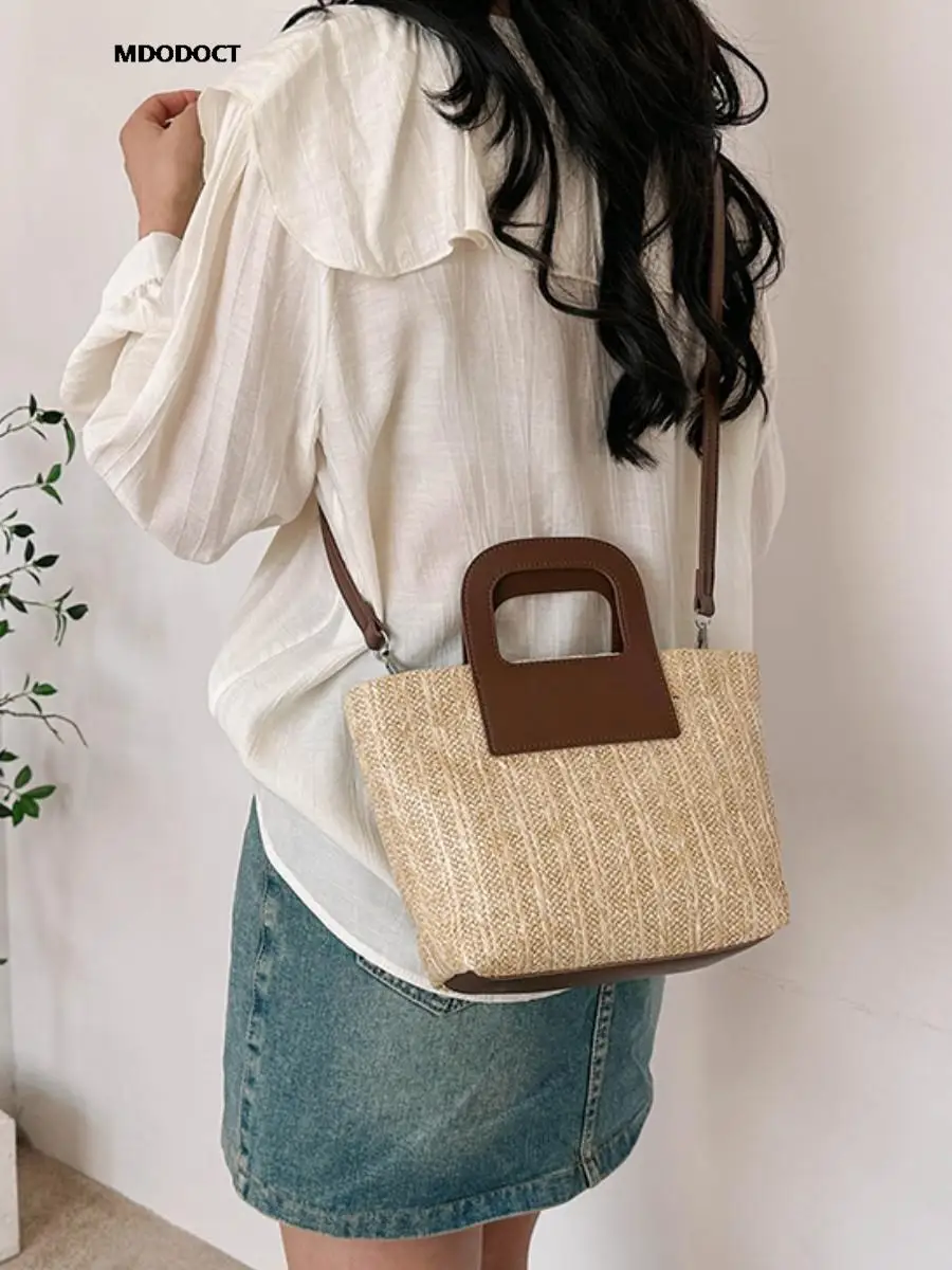 

2023 New Summer Casual Straw Handbags Luxury Designer Crossbody For Women Multicolour Fashion Shopping Shoulder Bag Beach Travel