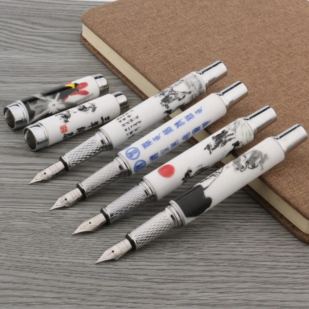 

Quality Pen Supplies Stationery School New Office And Pen White Ceramics Luxury Nib Writing Blue Fountain Fashion Ink