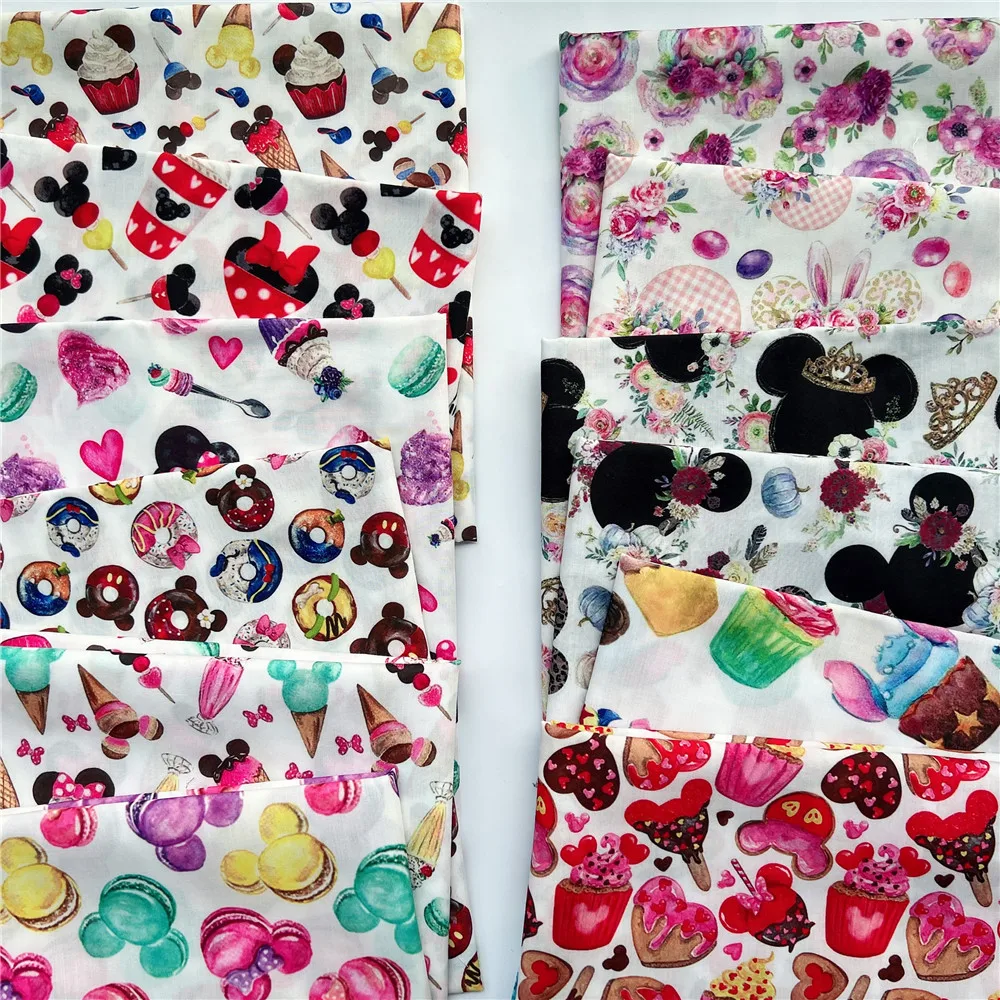 Ширина 145 см искусственный хлопок с рисунком мыши однотонный принт лоскутная