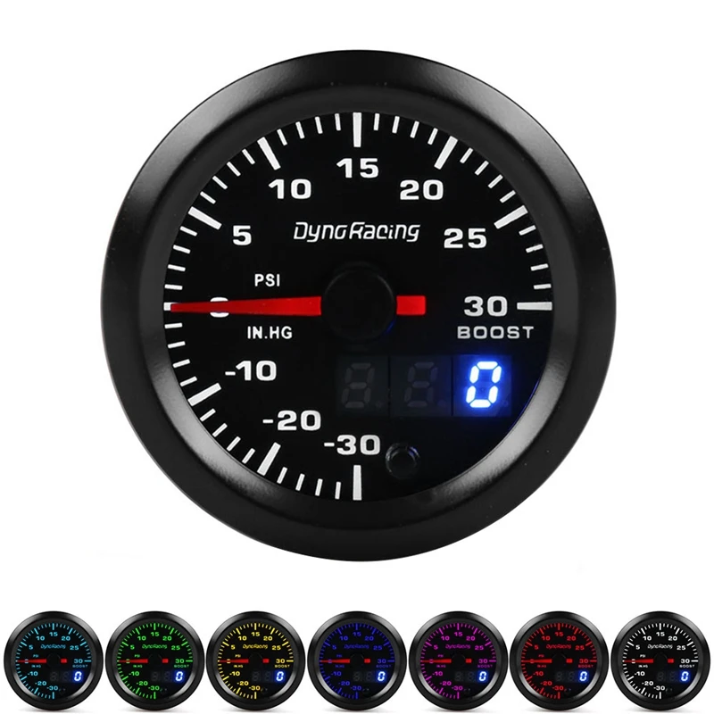 Dyno Racing 2-дюймовый цифровой указатель 52 мм 7-цветный светодиодный автомобильный