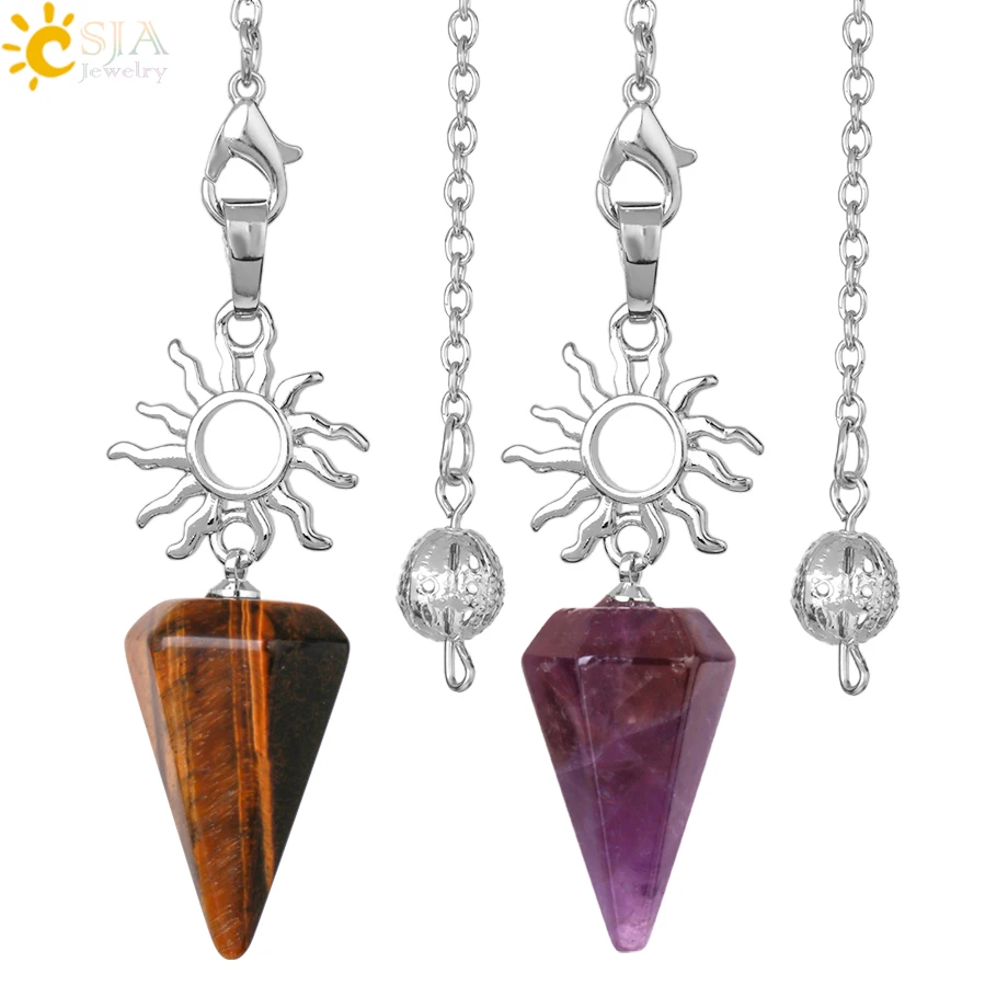 

CSJA натуральный камень, амулет рейки, маятник гадания, подвеска, исцеляющий кристалл, конусная точка, маятник, Wicca ювелирные изделия для медит...