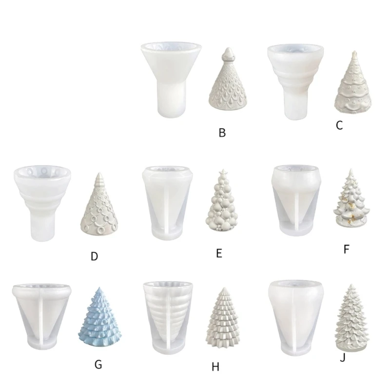 

E15E 3D Christmas Tree Shapes Mold DIY Jewelry Rack Silicone Molds Wax Making Mould Holiday Themed Home Decorations