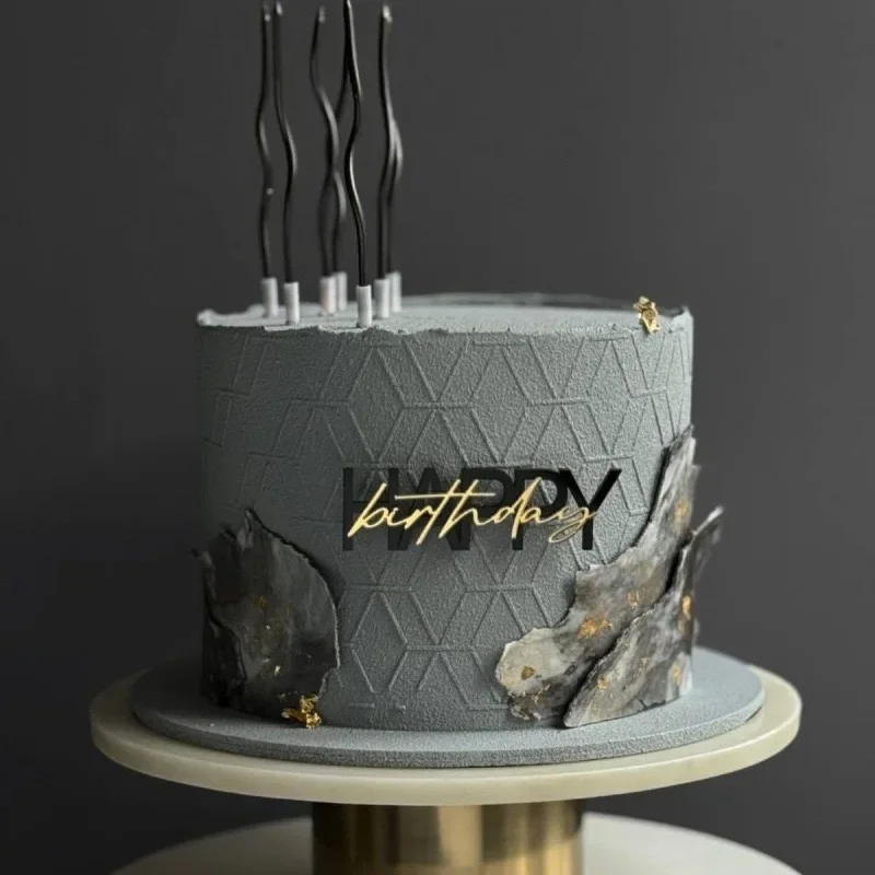 

YXMJMXS Золотой Черный Двухслойный Акриловый Топпер для Торта 2шт