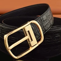 new belt fashion mens premium leather texture pin buckle shiny luxury design casual versatile crocodile pattern pants belt