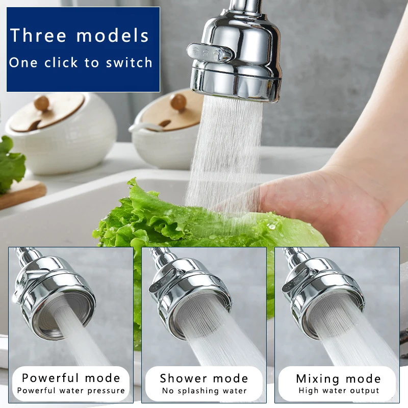 

360 Degree Anti-splash Faucet Kitchen Water Saver Universal Bubbler Filter Booster Nozzle Kitchen Tools Convenient Installation