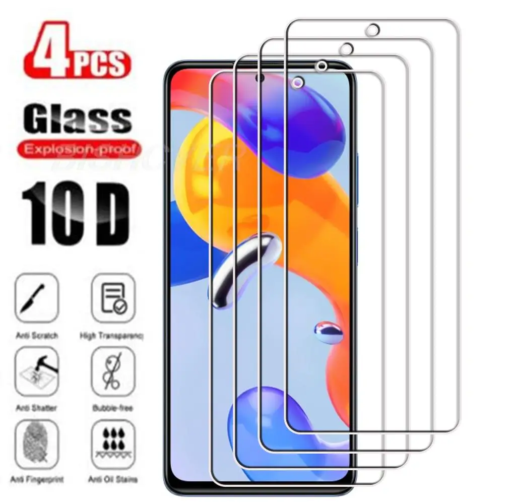 

4Pcs Tempered Glass For Xiaomi Redmi Note 11 4G Global 6.43" 2201117TG Screen Protector Protective Glass Film 9H