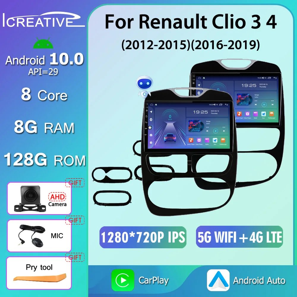 

AI Voice Radio Stereo Android 10.0 Auto Car Multimedia Video Player For Renault Clio 3 4 BH98 KH98 2012-2015 2016-2019 2din DVD