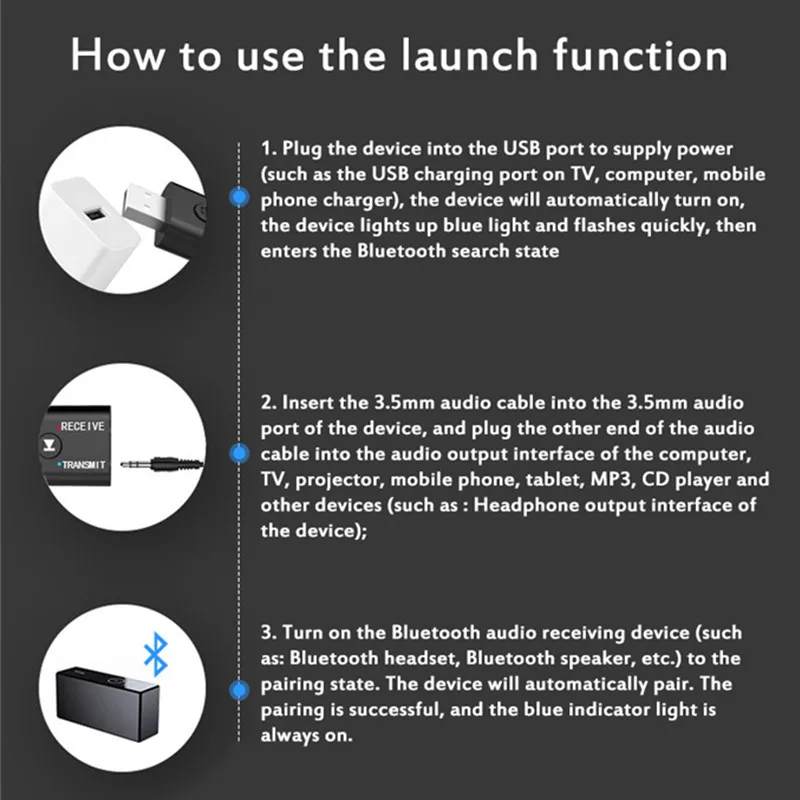 Мини беспроводной Bluetooth-приемник адаптер 5 0 аудио передатчик стерео Bluetooth-ключ Aux