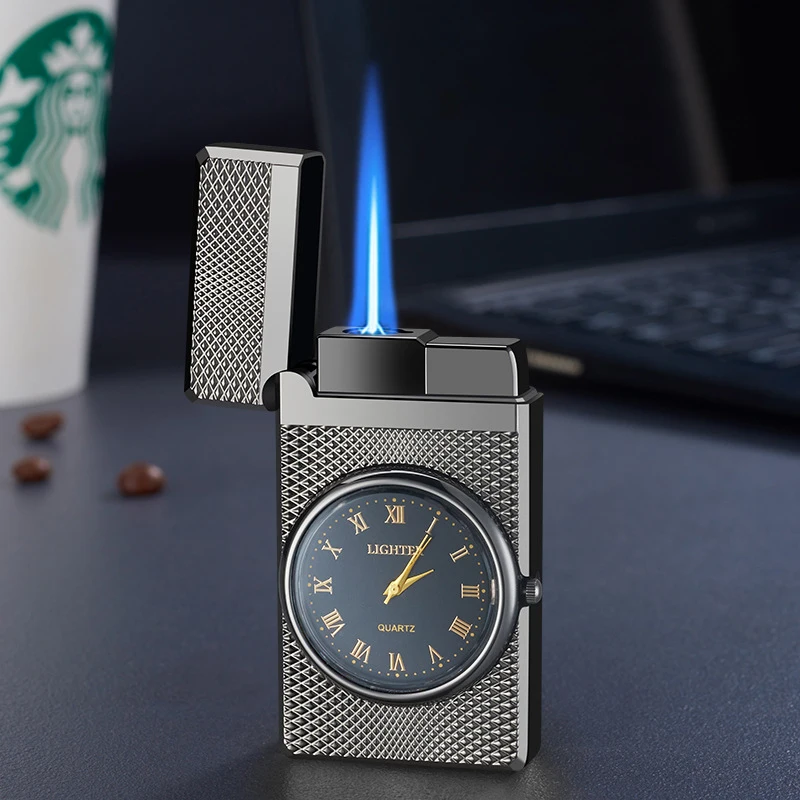 

Creative Metal Watch Lighter Mini Cigarette Lighter Butane Gas Lighter Windproof Cigar Lighter Torch Jet Lighters Holiday Gift