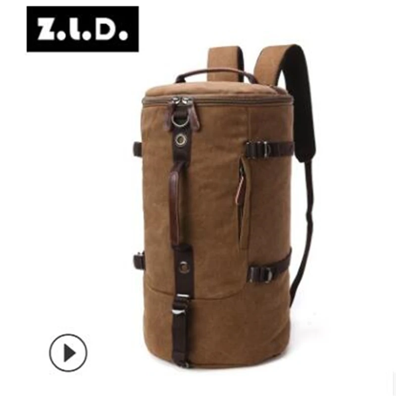 

Zuolunduo Men Travel Backpack Bag Men Canvas Bucket backpack large capacity Double Shoulder bags Backpack for men Rucksacks