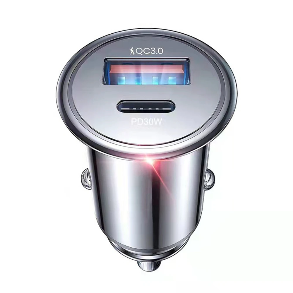 

Metal Mini Car Charger Qc3.0 48W USB Type C One Drag Two Car Lighter Fast Car Mobile Phone Charger