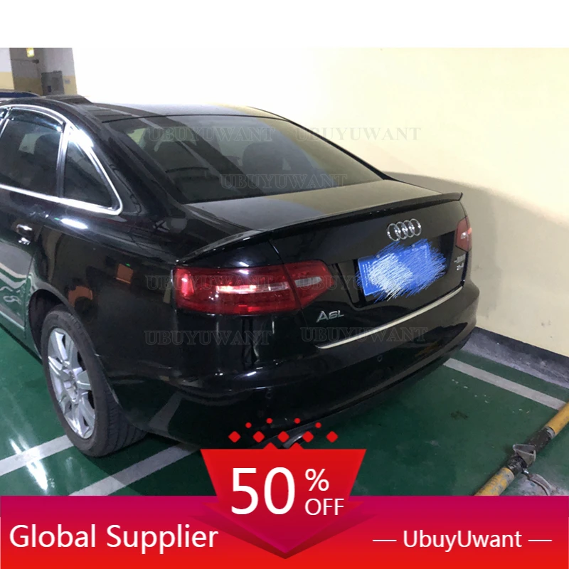 

For Audi A6 C6 2005-2011 Spoiler High Quality PU Material Car Trunk Lip Wings Tail Spoiler A6 Accessories Dedicated (3pcs)