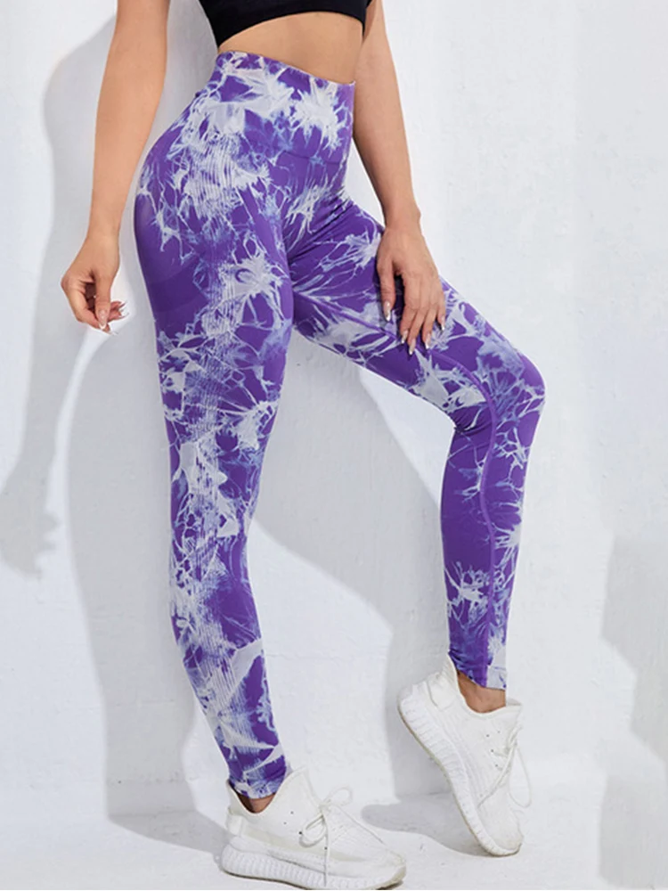

CHRLEISURE Tie Dying Yoga брюки бесшовные легинсы для тренировки и фитнеса для женщин для бега эластичные брюки для бега тонкая спортивная одежда