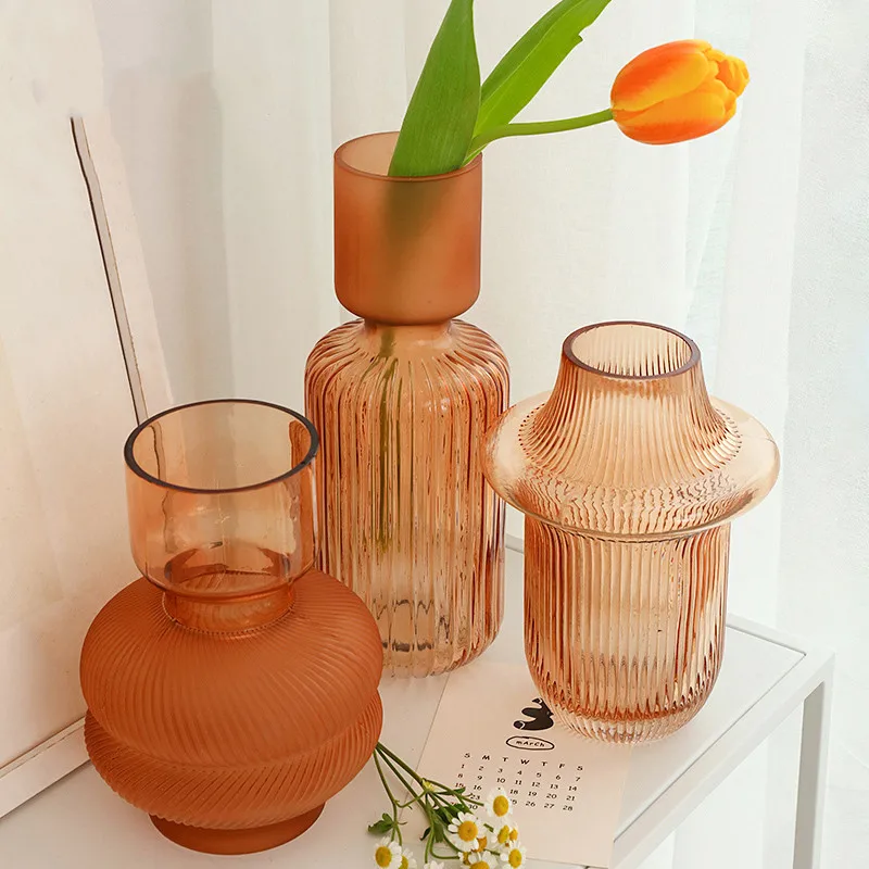 

Creative Frosted Glass Vase Home Desktop Decoration Decoration Living Room Flower Arrangement Porch TV Cabinet Decoration