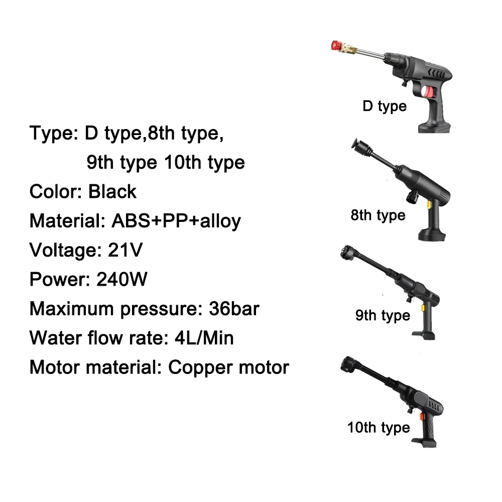 High Pressure Car Wash Washer Gun Foam Generator Portable Water for Home Garden Cleaning Accessories Fit Makita 18V Battery