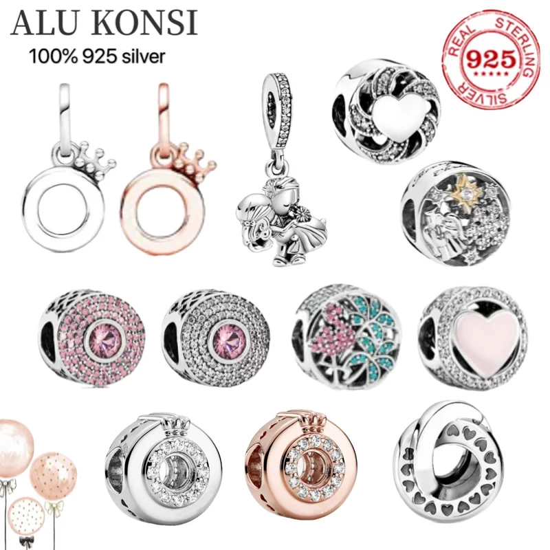 

Браслет с подвесками в виде короны, серебро 925 пробы