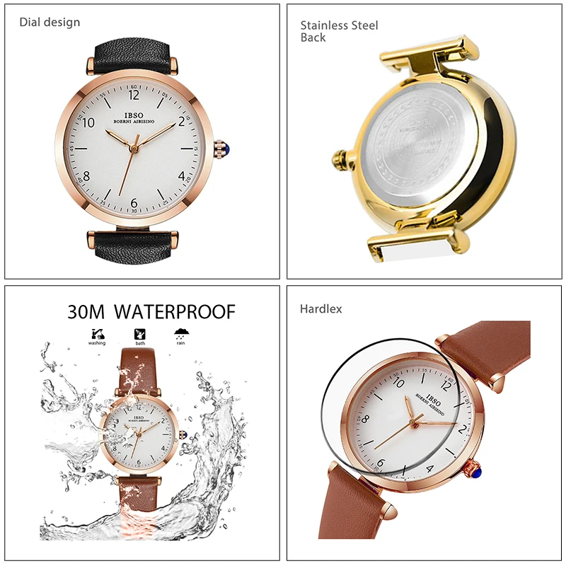 Luxury Gold Watches Women Brown Leather Original Brand Wrist Clock Female Gifts Waterproof Casual Ladies Small Quartz Watches
