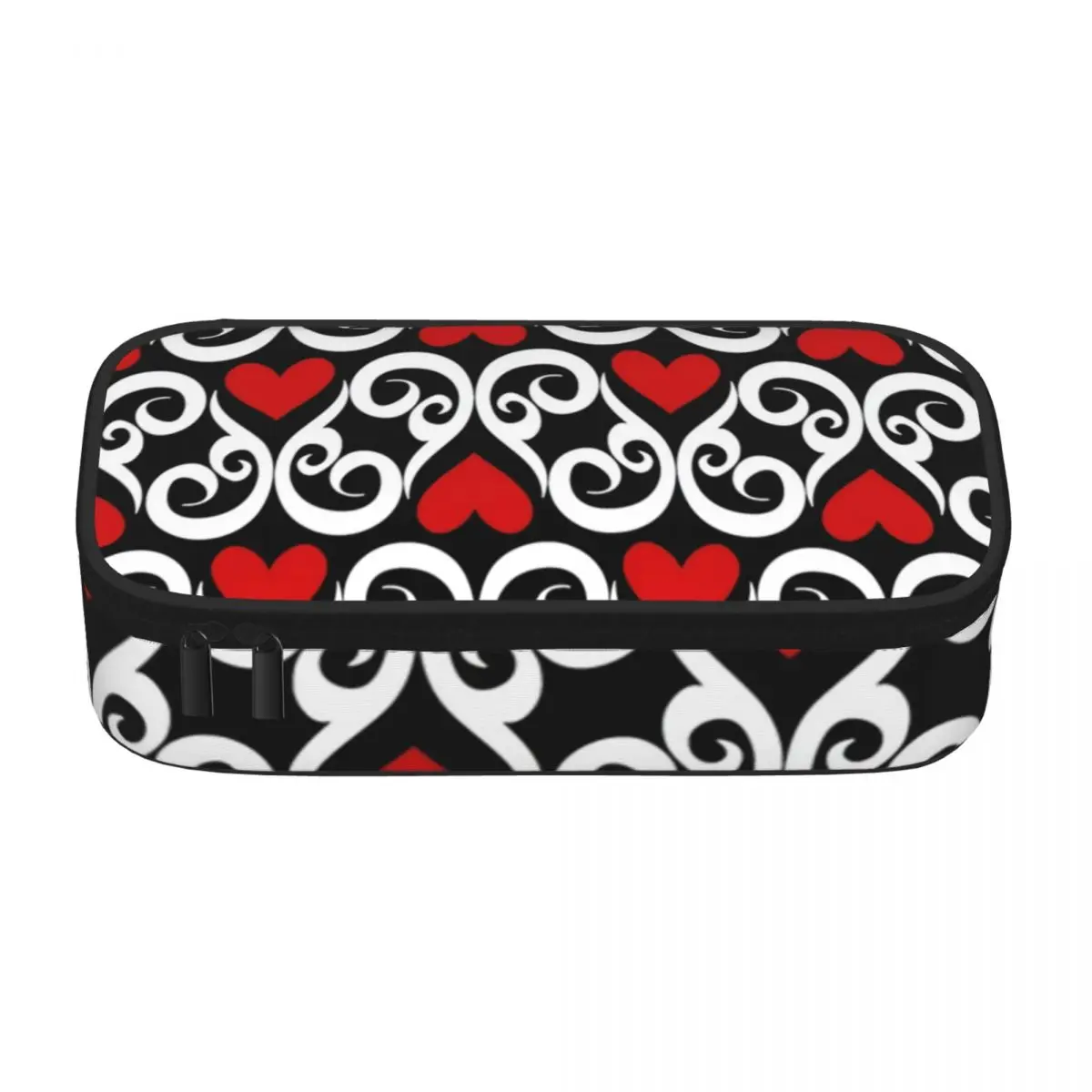 Queen Of Hearts Pencil Case Abstract Print Stationery Large Zipper Pencil Box Girls Boys Kawaii Pen Bags