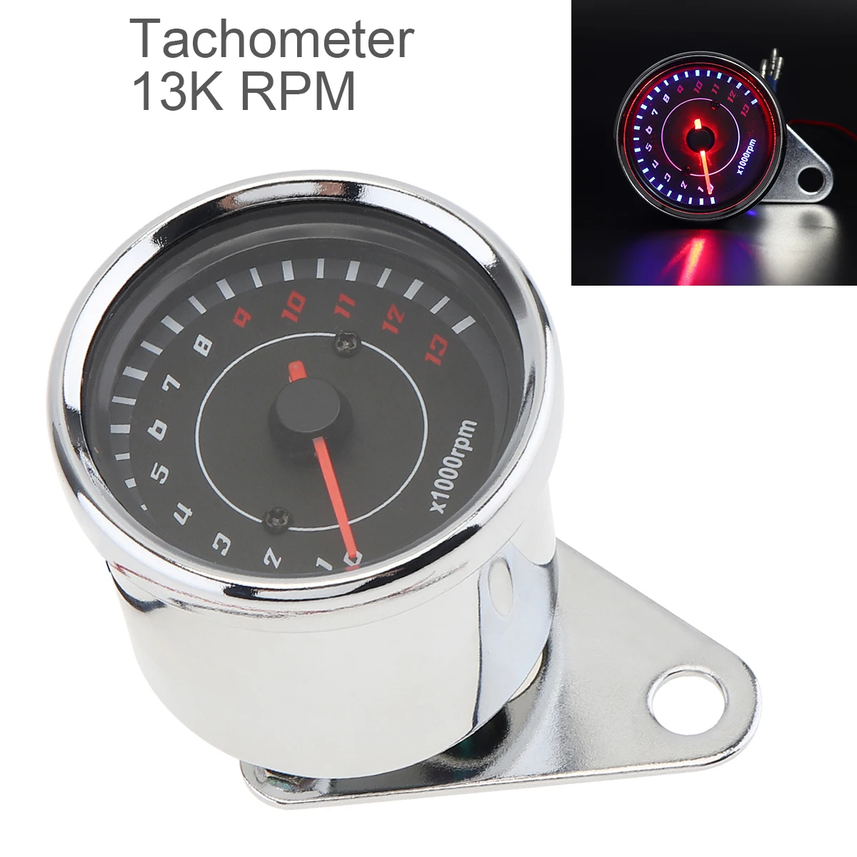 

Motorcycle Tachometer 12V LED Electronic Speedometer Metal Case for Motorcycle
