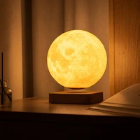 360 degree automatic rotation led magnetic levitation 18cm moon table lamp