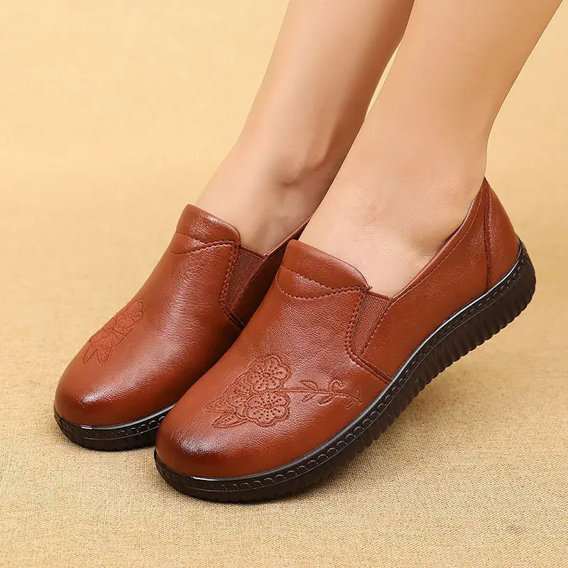 Women Leather Loafers Soft Comfortable Woman Flats Ballet Shoes Ladies Casual Footwear Female Moccasins Mom Light Flats Shoes