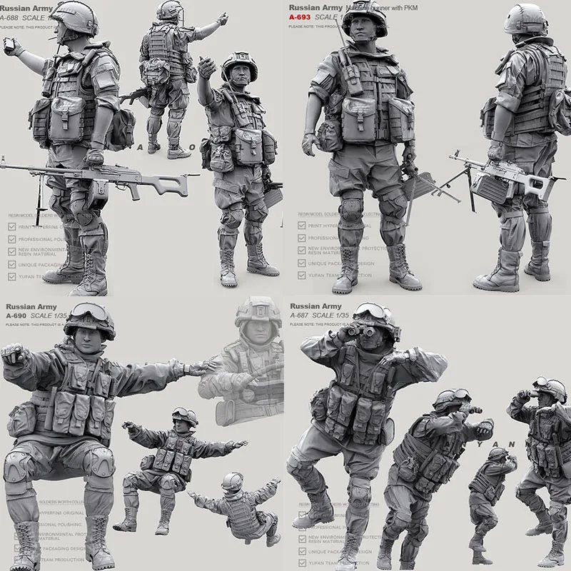 1/35 Russian Special Forces-B Resin Figure 4 Soldiers A-688/693/687/690