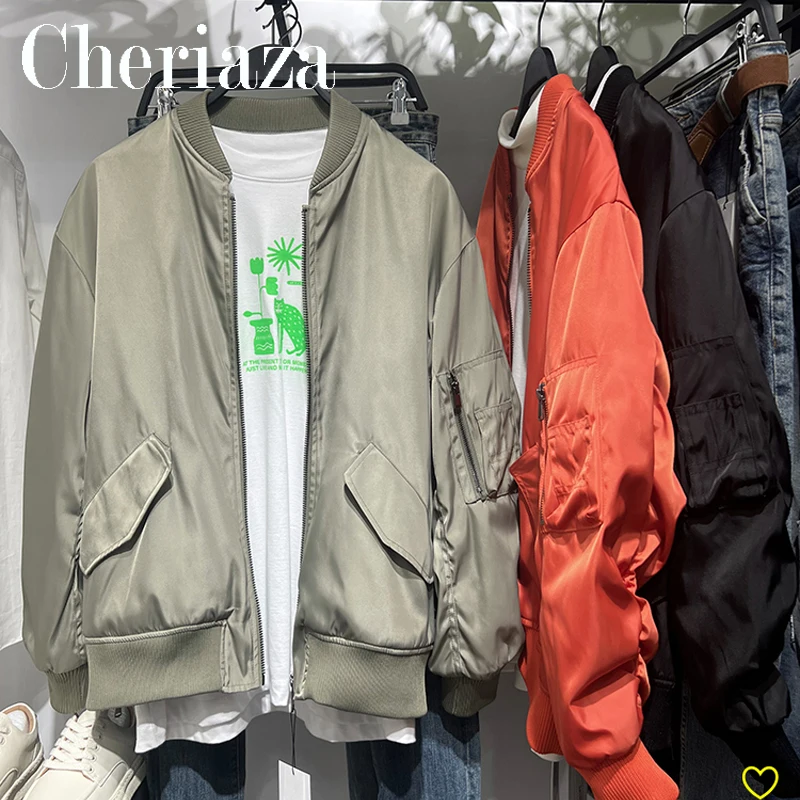 

Men's Bomber Zipper Jacket Casual Fit Baseball Jackets Mens Clothing chamarra motociclista para hombre y2k japanese streetwear