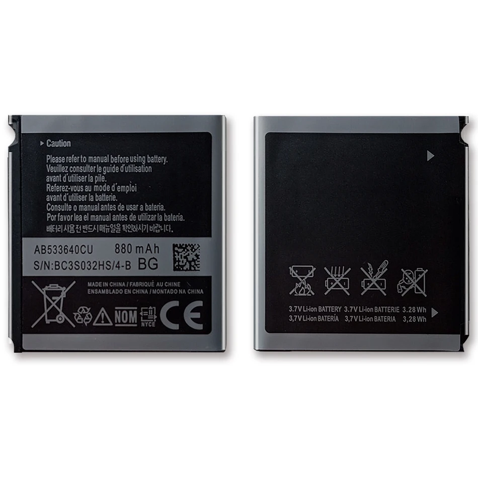 

Battery AB533640CC AB533640CU /CK/CE For Samsung S6888 S3710 S3600C GT-S3600i S3930C S3601C S5520 S569 880mAh