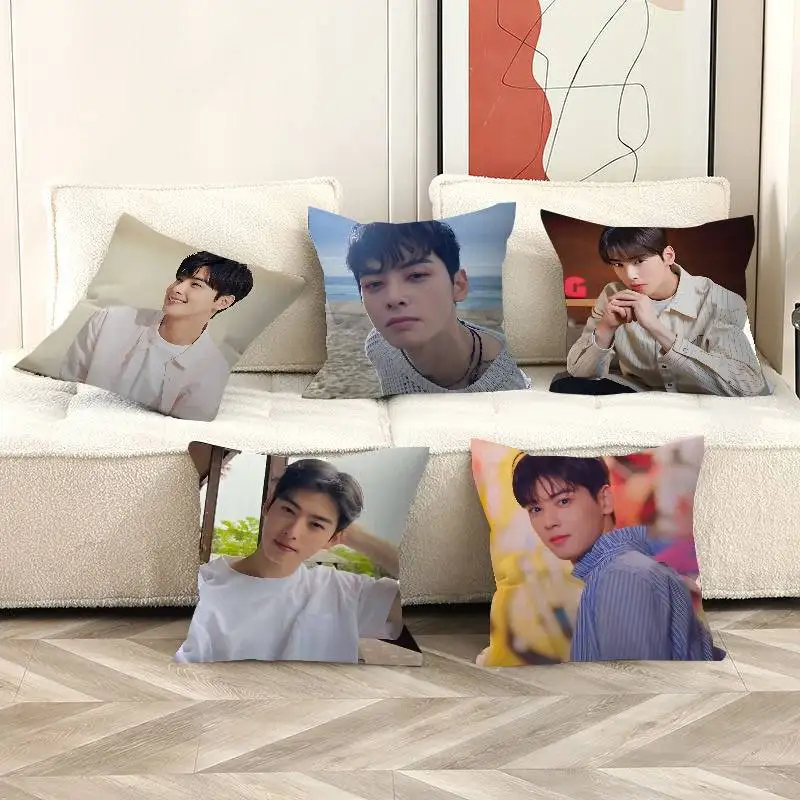Фото Персонализированный чехол для подушки Kpop A-Astro Cha Eun Woo, декоративная наволочка для спальни, украшение для детской вечеринки, подарок на день рождения для детей №2