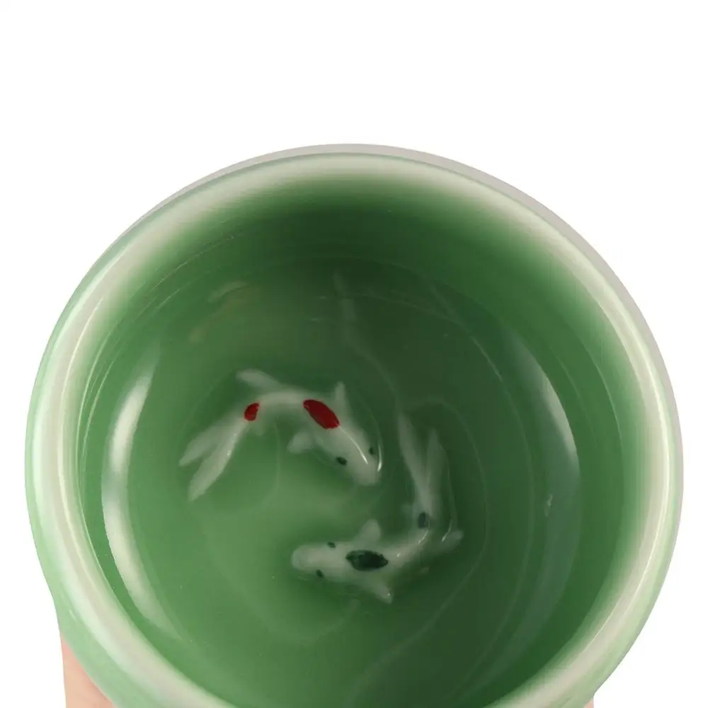 Фарфоровые чайные чашки Crackle Golden Fish Celadon 60 мл нежная чашка для чая Longquan чаша