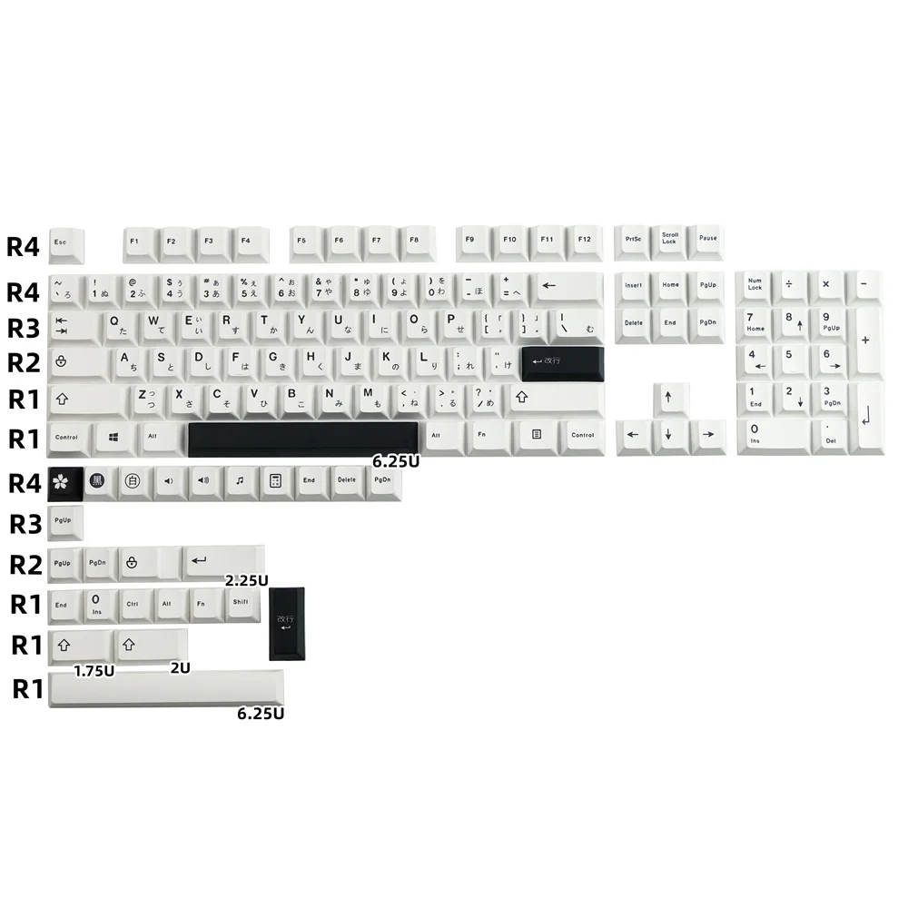 

PBT Keycap Minimalist Black White Japanese Keycaps Cherry Profile 129 Keys For Mechanical and Optical Gaming Keyboard