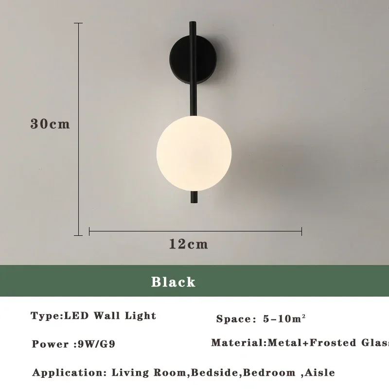 

Nordic Modern LED Golden Wall Light Indoor Wall Lighting Fixtures Bedroom Bathroom Living Room Black Wall Sconce Hanging Lamps