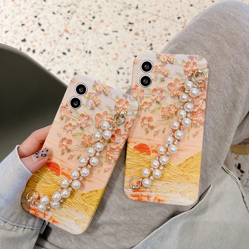 

Graffiti Flower Bracelet Phone Case for iphone 13 12 Pro Max 11 Plus X Xs Max XR Relief Soft Cover