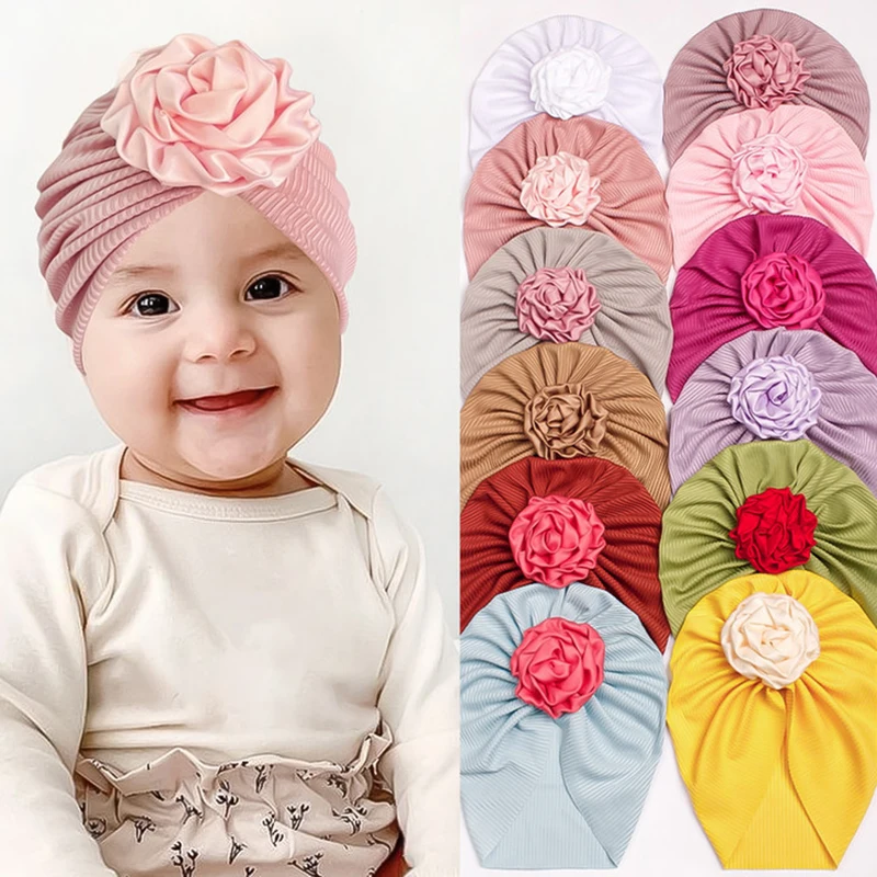 

Cute Princess Hair Accessories Lovely Flowers Elasticity Turban Soft Kids Head Wraps for Baby Girls Newborn Hat