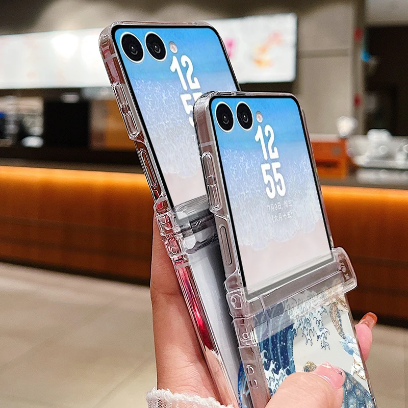 Чехол для телефона с рисунком черепахи для Samsung Galaxy Z Flip 7 6 5 4 3 5G Flip7 Flip5 Flip6, противоударный прозрачный складной жесткий чехол (art.: 3920daafa3e28) - 3920daafa3e28