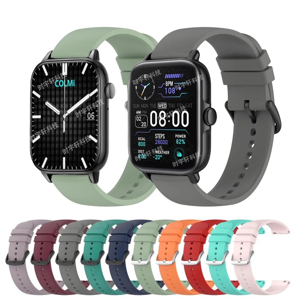 Ремешок для часов 20 мм 22 COLMI C60 C61 C81 силиконовый ремешок умных P8 P28 Plus/P73 P71 P68 P60/M42