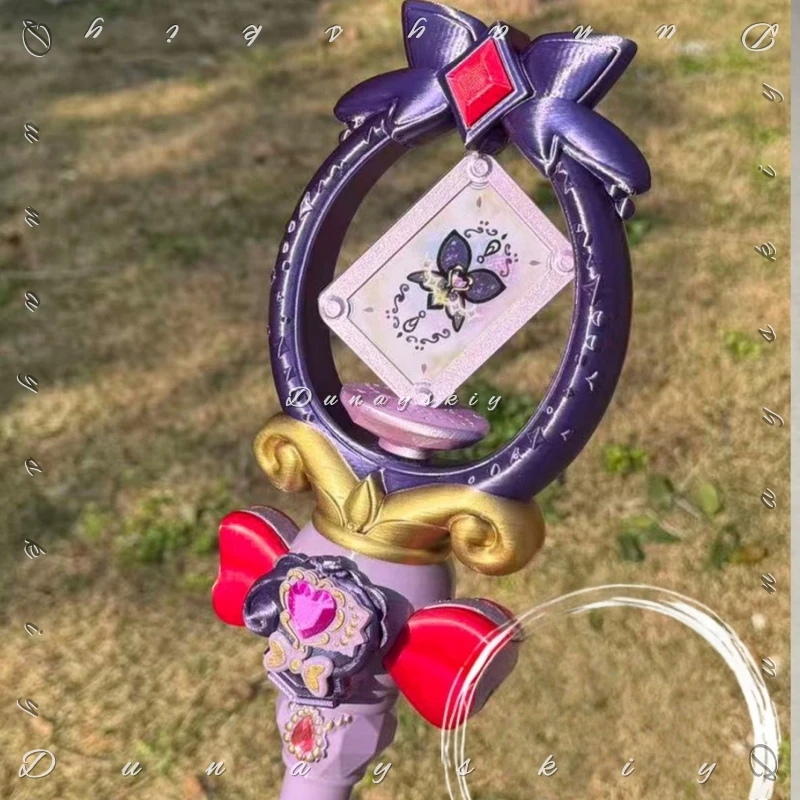 Фото Волшебная палочка для косплея Star Detective Precure Moria Ruruka, вращающаяся, с картой, украшенная камнями и бантом, 130 см, очень длинная №5