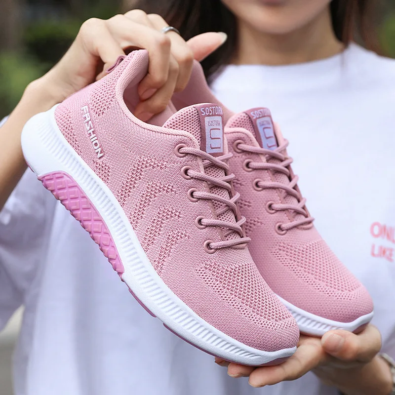 

Women's Sneakers 2022 Fashion Breathable Women Shoes Summer Walking Mesh Light Casual Sneaker Lace-Up Platform Female Footwear