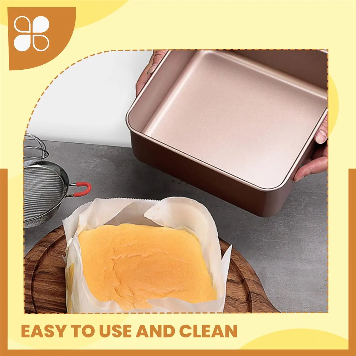 Фото Квадратная форма для выпечки Gold Square Cake Mould, утолщенная, антипригарная, глубокая, для традиционной выпечки, для барбекю, хлеба, традиционных десертов №4